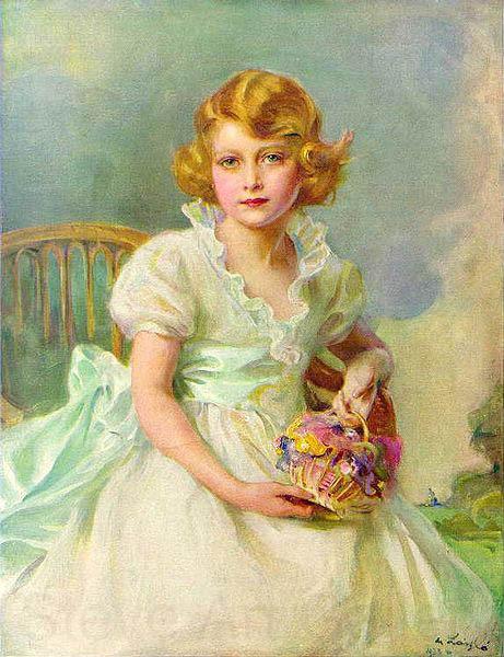 Philip Alexius de Laszlo Princess Elizabeth of York, currently Queen Elizabeth II of the United Kingdom, painted when she was seven years ol Norge oil painting art